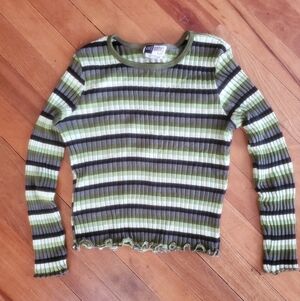 Vintage Green and Black Striped Sweater